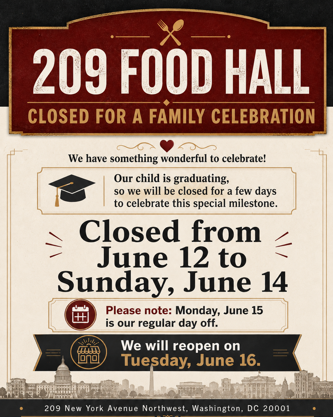 Notice of Special Operating Hours